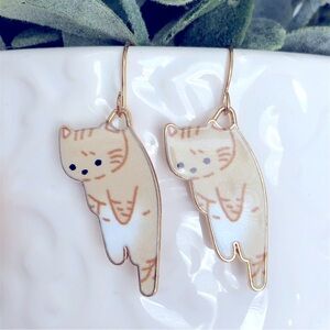 New Kitten Cat Dangle Drop Earrings Cute Fun Pet Gift Cartoon Anime Kitty Blonde
